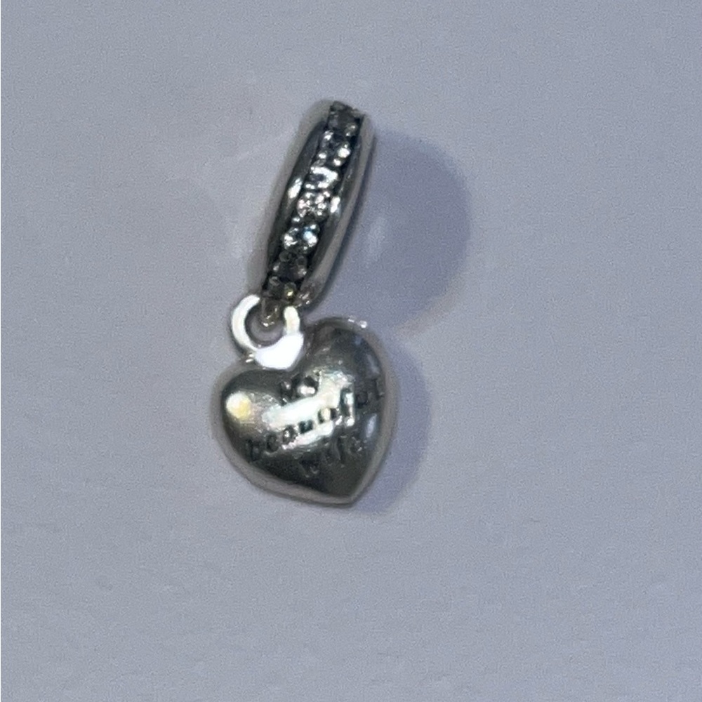 Pandora Silver Heart Charm with Sparkling Accents